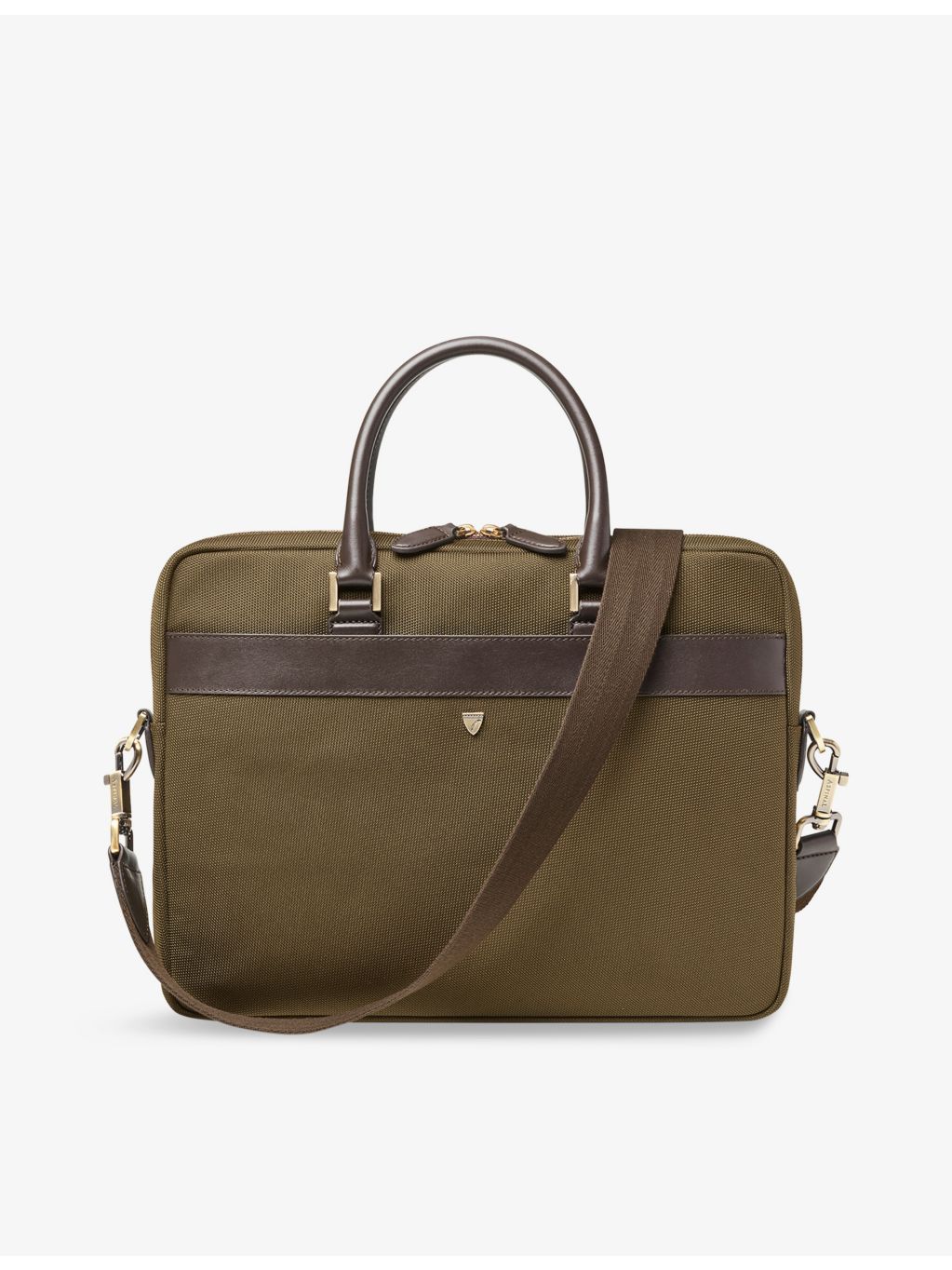 Aspinal of London woven briefcase with leather trims - British product