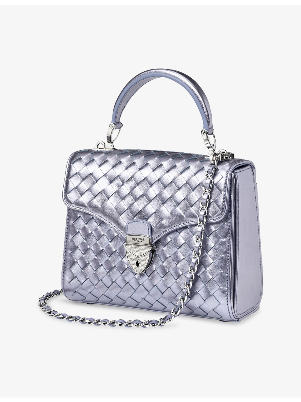 Aspinal of London Mayfair Midi woven leather top-handle bag (British brand)