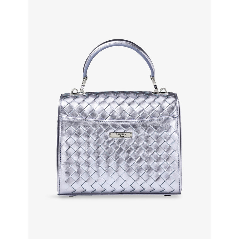Aspinal of London Mayfair Midi woven leather top-handle bag (British brand)