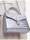 Aspinal of London Mayfair Midi woven leather top-handle bag (British brand)