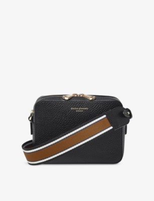 Aspinal of London camera grained leather crossbody bag, imported from the UK