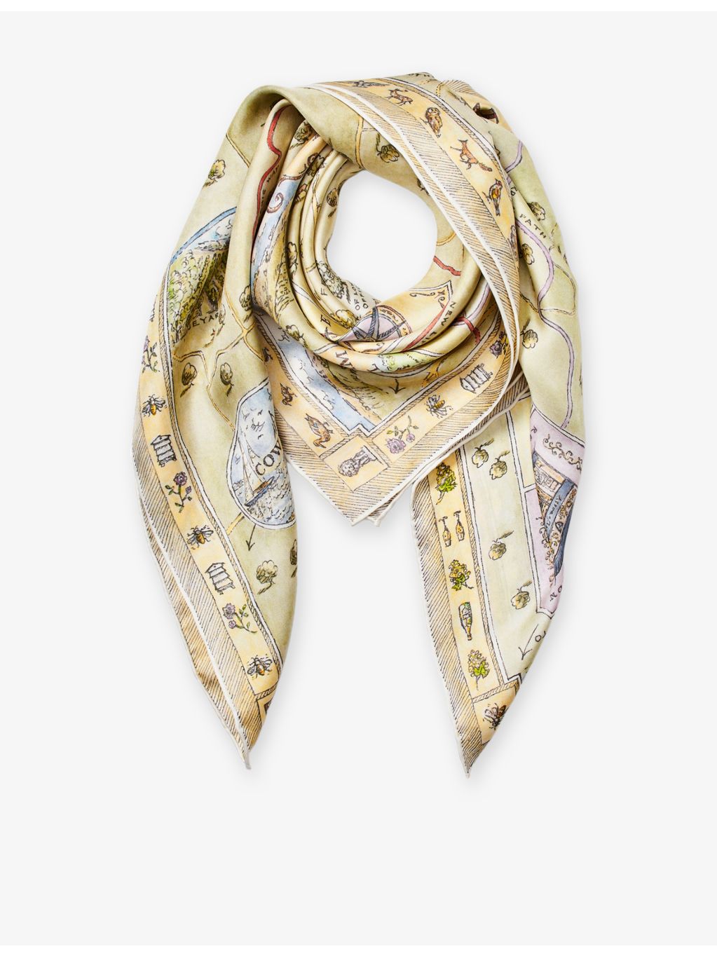Aspinal of London The Great British Season silk scarf 31.5in (British brand)