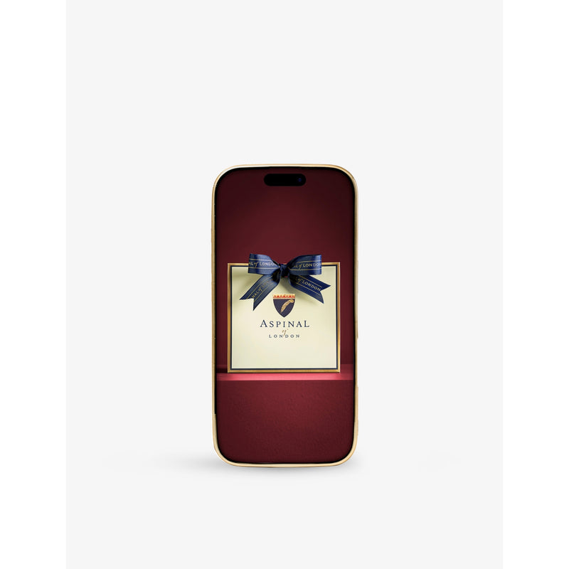 Aspinal of London logo-embossed leather iPhone 16 case, imported from the UK