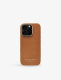 Aspinal of London logo-embossed leather iPhone 16 case, imported from the UK