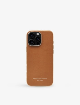 Aspinal of London logo-embossed leather phone case iPhone 16 Max - British product