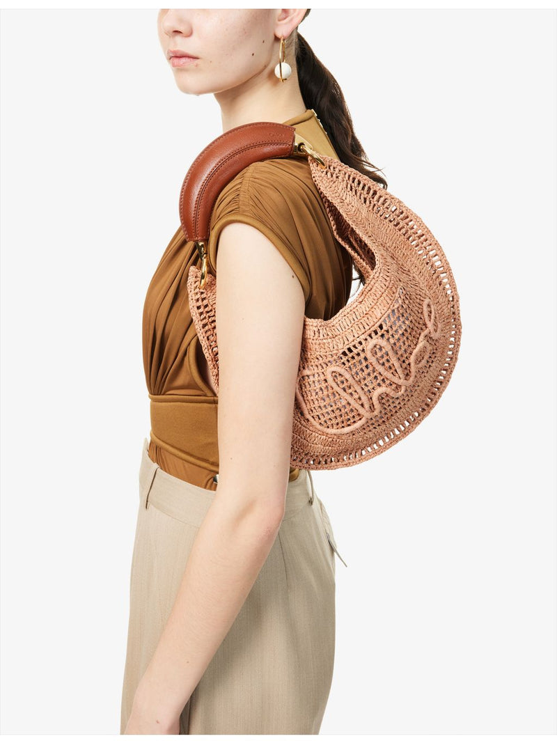 Chloé summer banana raffia hobo bag with gold hardware (British brand)