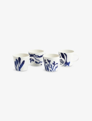 Royal Doulton porcelain mugs Pacific Blue set of four (British brand)