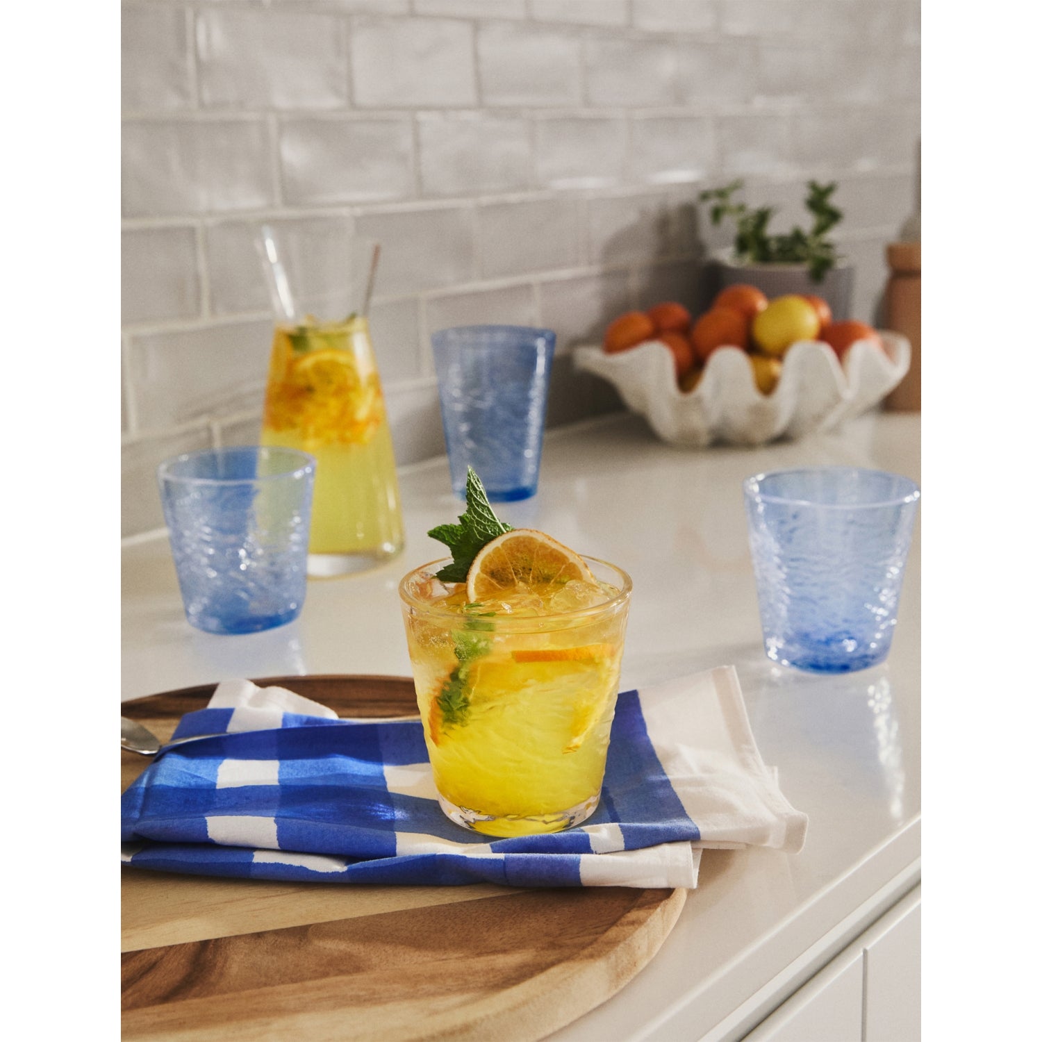 Royal Doulton Pacific Blue tumbler glasses set of four, UK version