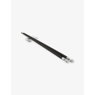 selfridges Alessi Anna Wood and Stainless-Steel Chopsticks and Stand Set- Buy online at McGrocer