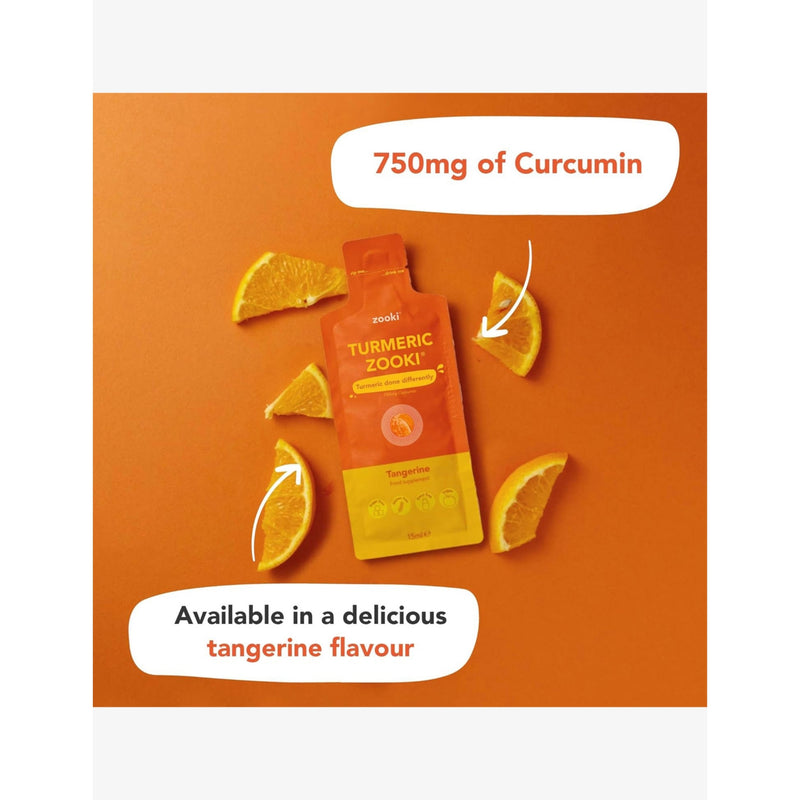 YourZooki turmeric supplement tangerine flavour 30 sachets, UK version
