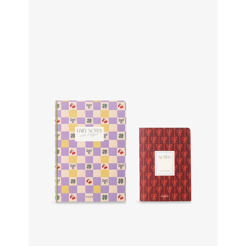 Papier checkerboard and bows notebook set A5 A6 - British product