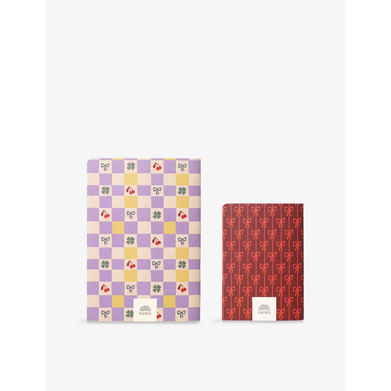 Papier checkerboard and bows notebook set A5 A6 - British product