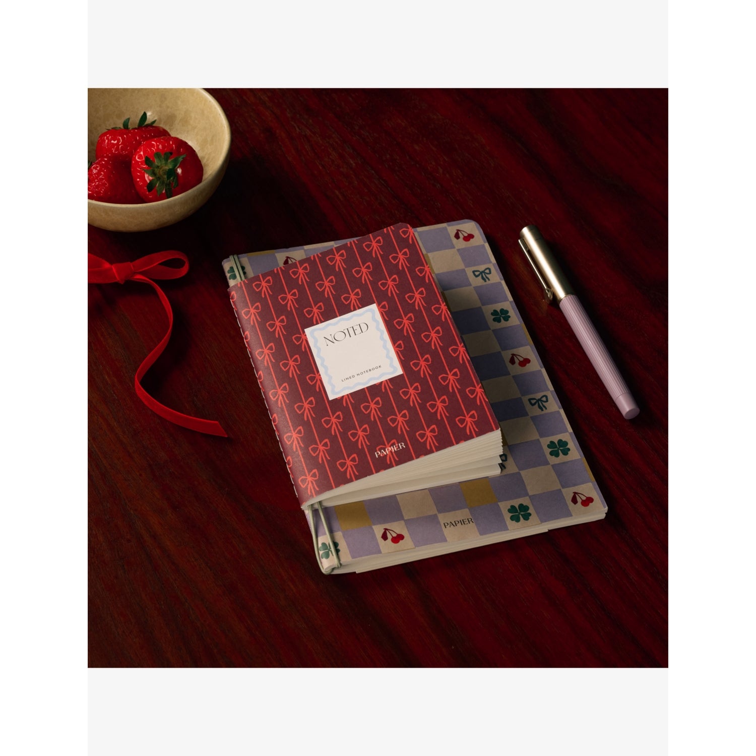 Papier checkerboard and bows notebook set A5 A6 - British product