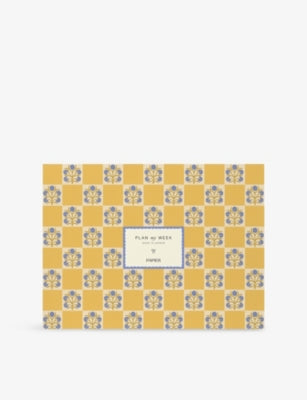 Papier floral checkerboard weekly planner 24cm x 18cm - British product
