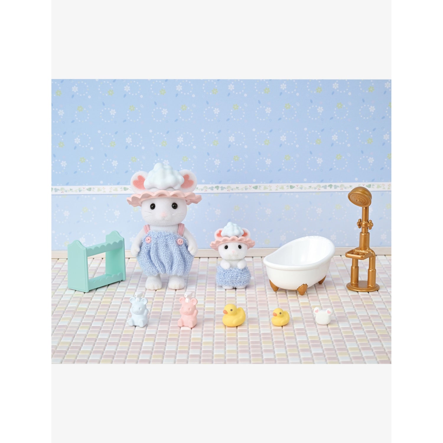 Sylvanian Families Bath Time Bubble Siblings playset, imported from the UK