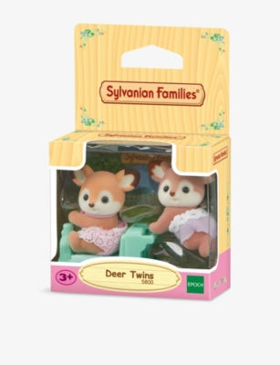 Sylvanian Families Deer Twins toy figure set with pushchair, UK version