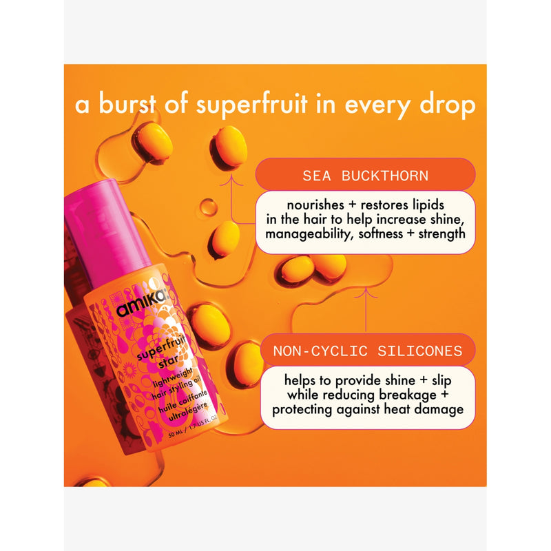 amika Superfruit Star lightweight hair oil 50ml - British product