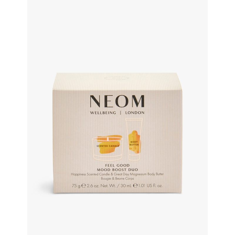 NEOM Mood Boost Duo, 75g candle, 30ml butter, imported from the UK