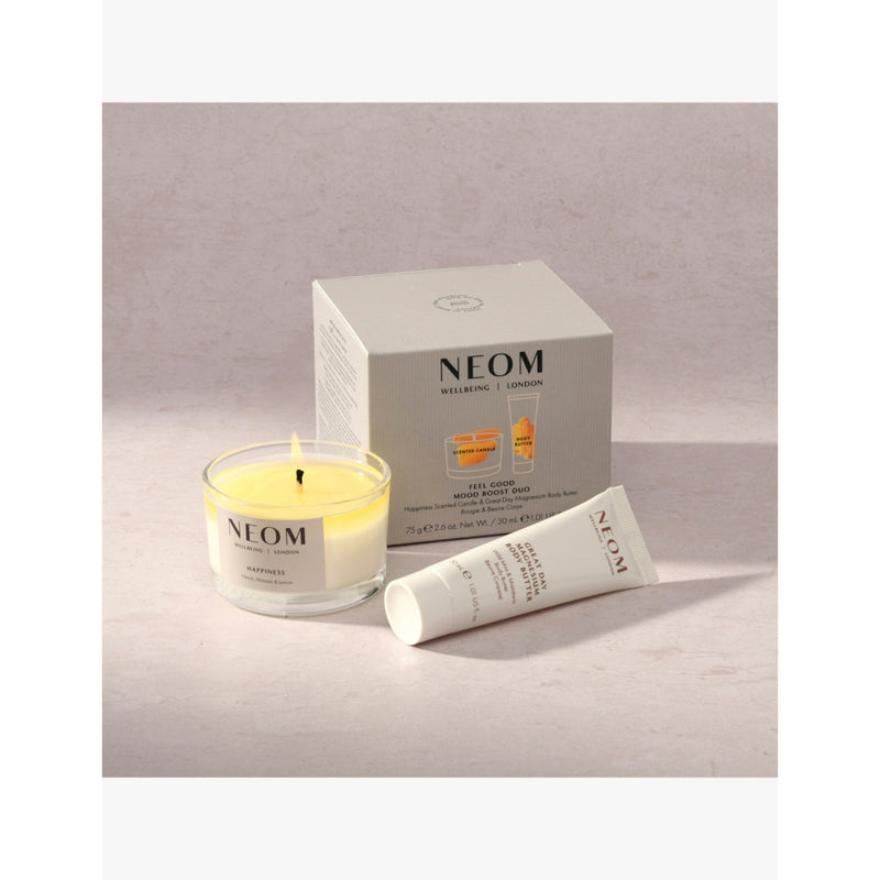 NEOM Mood Boost Duo, 75g candle, 30ml butter, imported from the UK