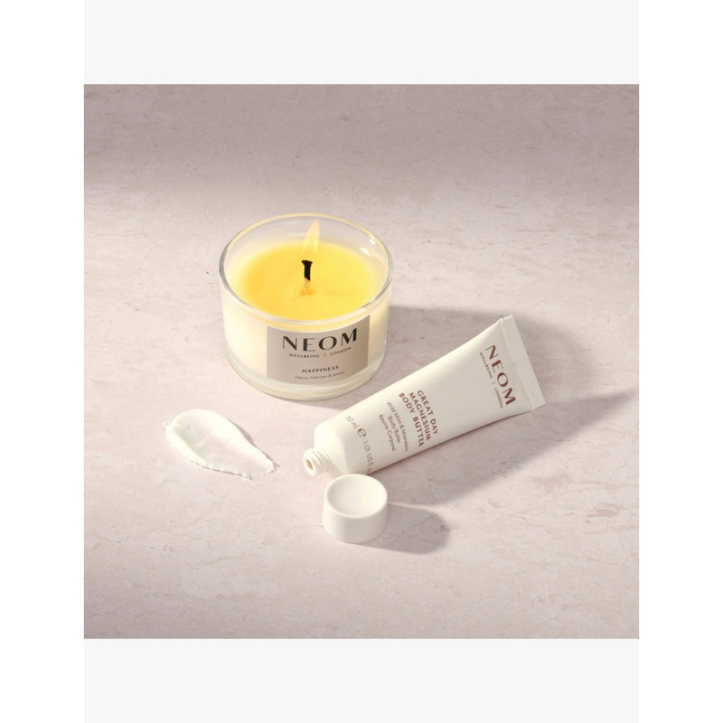 NEOM Mood Boost Duo, 75g candle, 30ml butter, imported from the UK