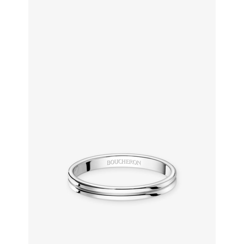 Godron Small Platinum Wedding Band - K