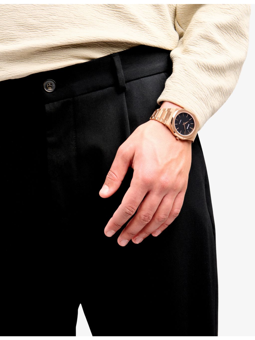 D1 Milano rose gold PVD quartz watch, imported from the UK