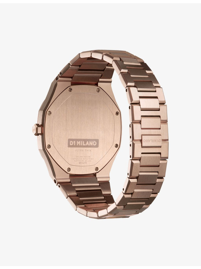 D1 Milano rose gold PVD quartz watch, imported from the UK