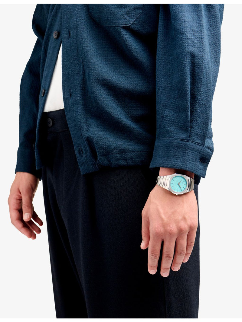 D1 Milano light blue ultra thin quartz watch 38mm, UK version