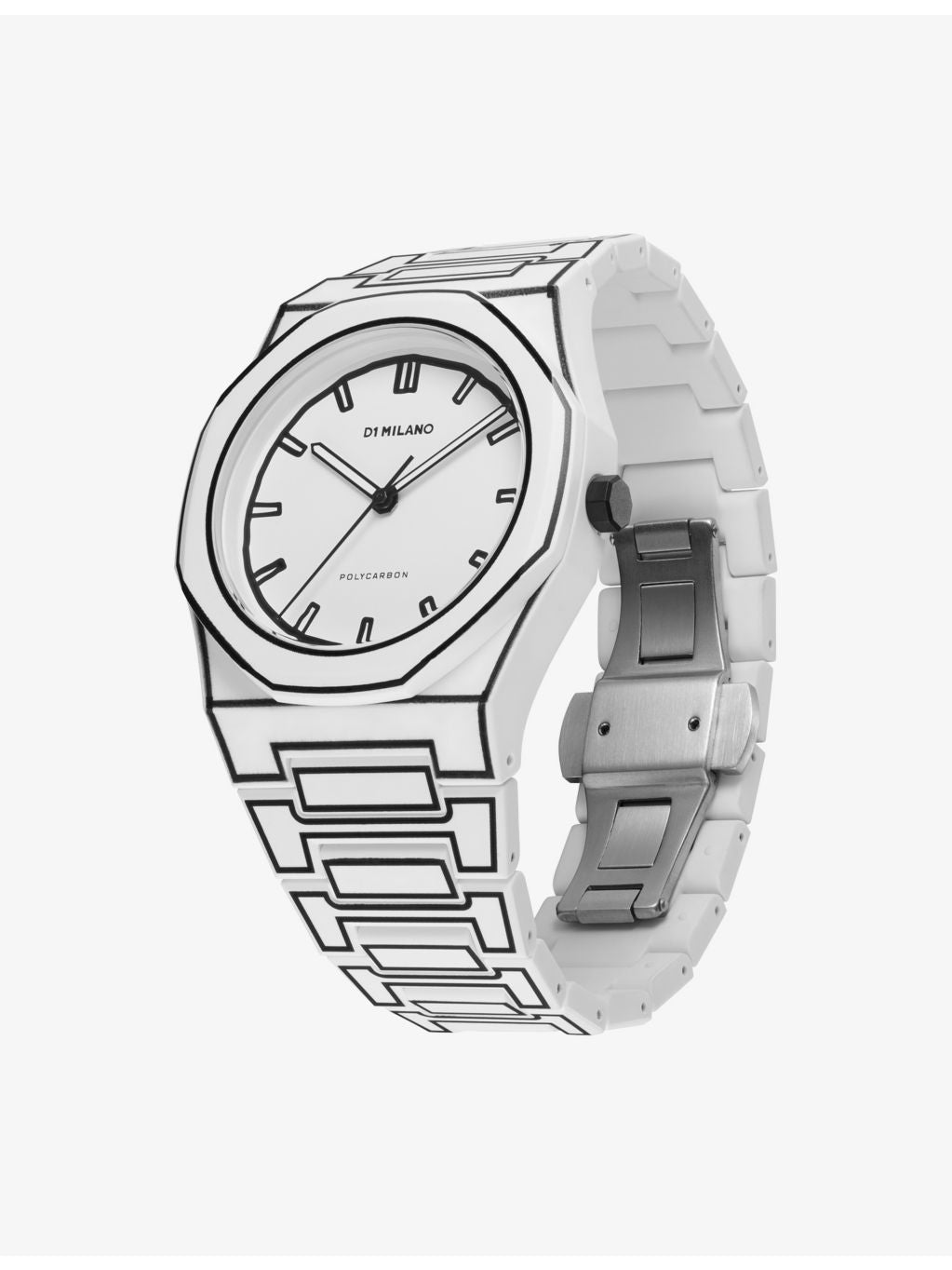 D1 Milano polycarbonate quartz watch White Sketch 40.5mm - British product