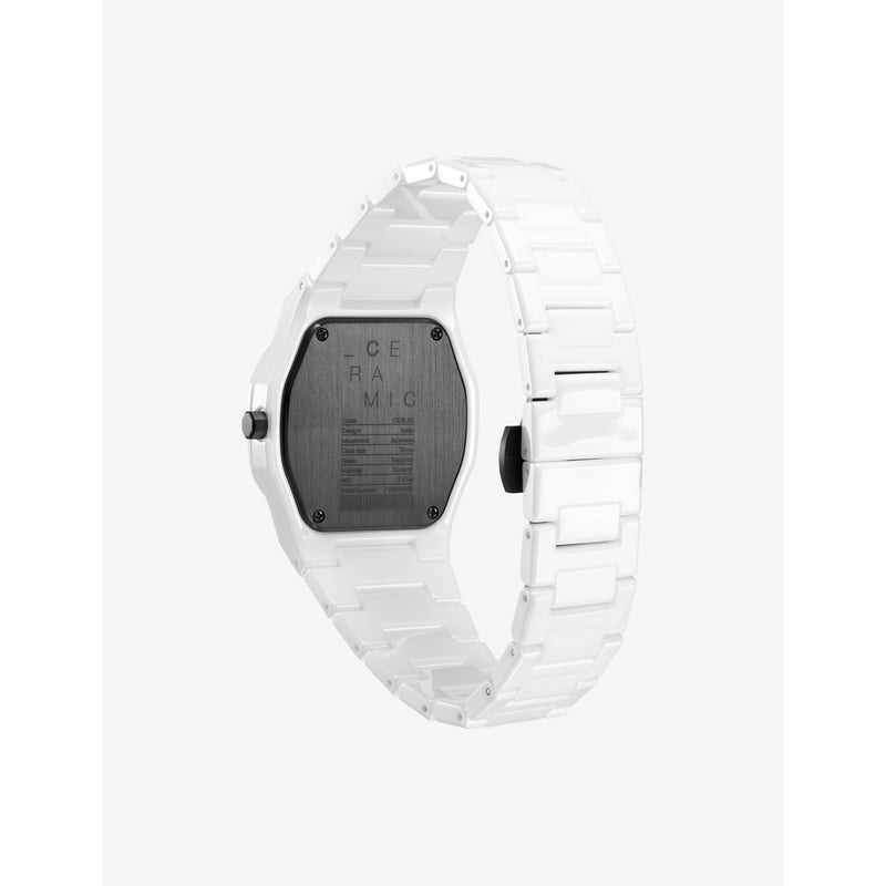 D1 Milano Pure White ceramic watch 37mm, UK version