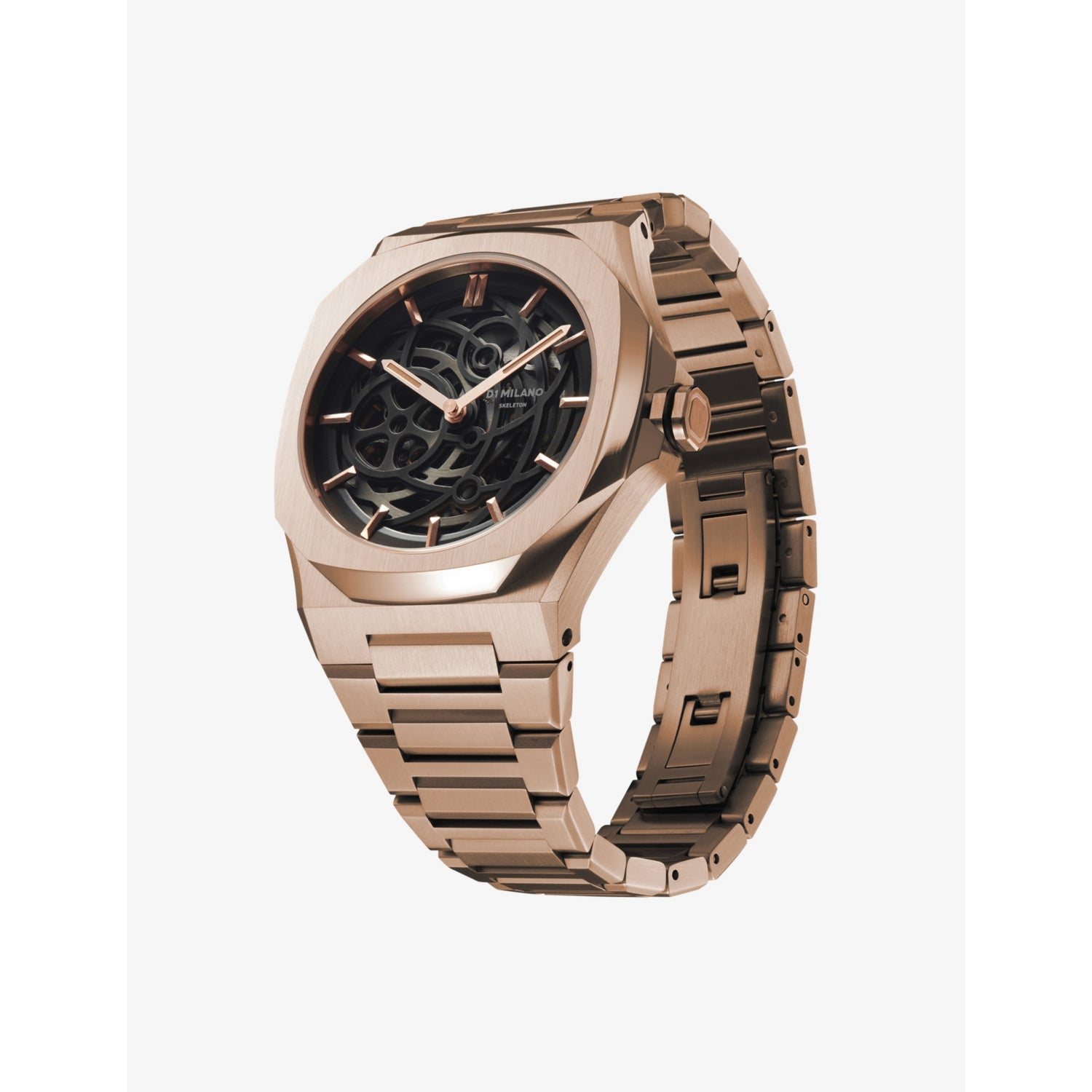 D1 Milano skeleton mechanical watch rose-gold 41.5mm - British product