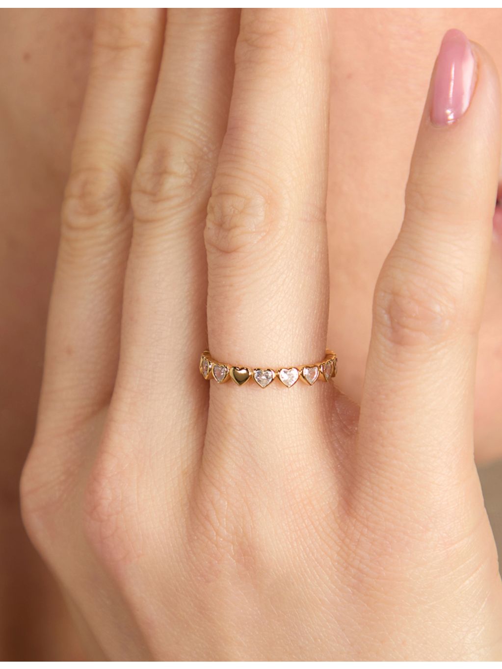 Astrid and Miyu eternity ring with heart cubic zirconia, UK version