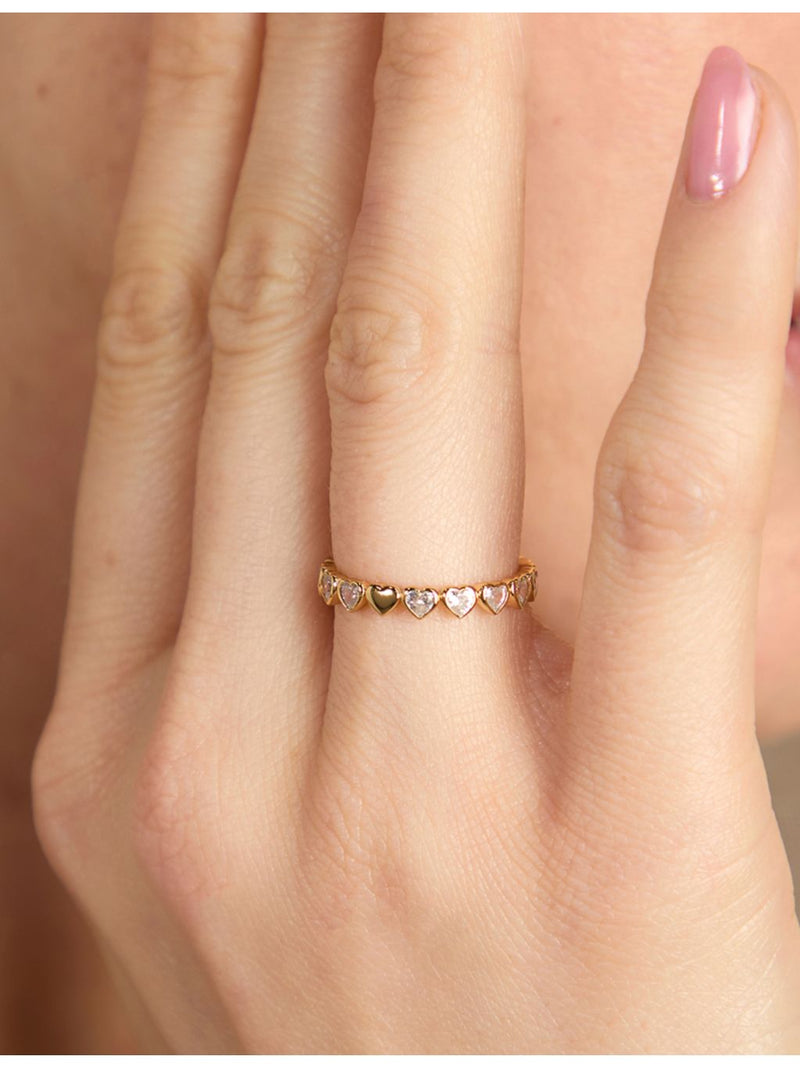 Astrid and Miyu eternity ring with heart cubic zirconia, UK version