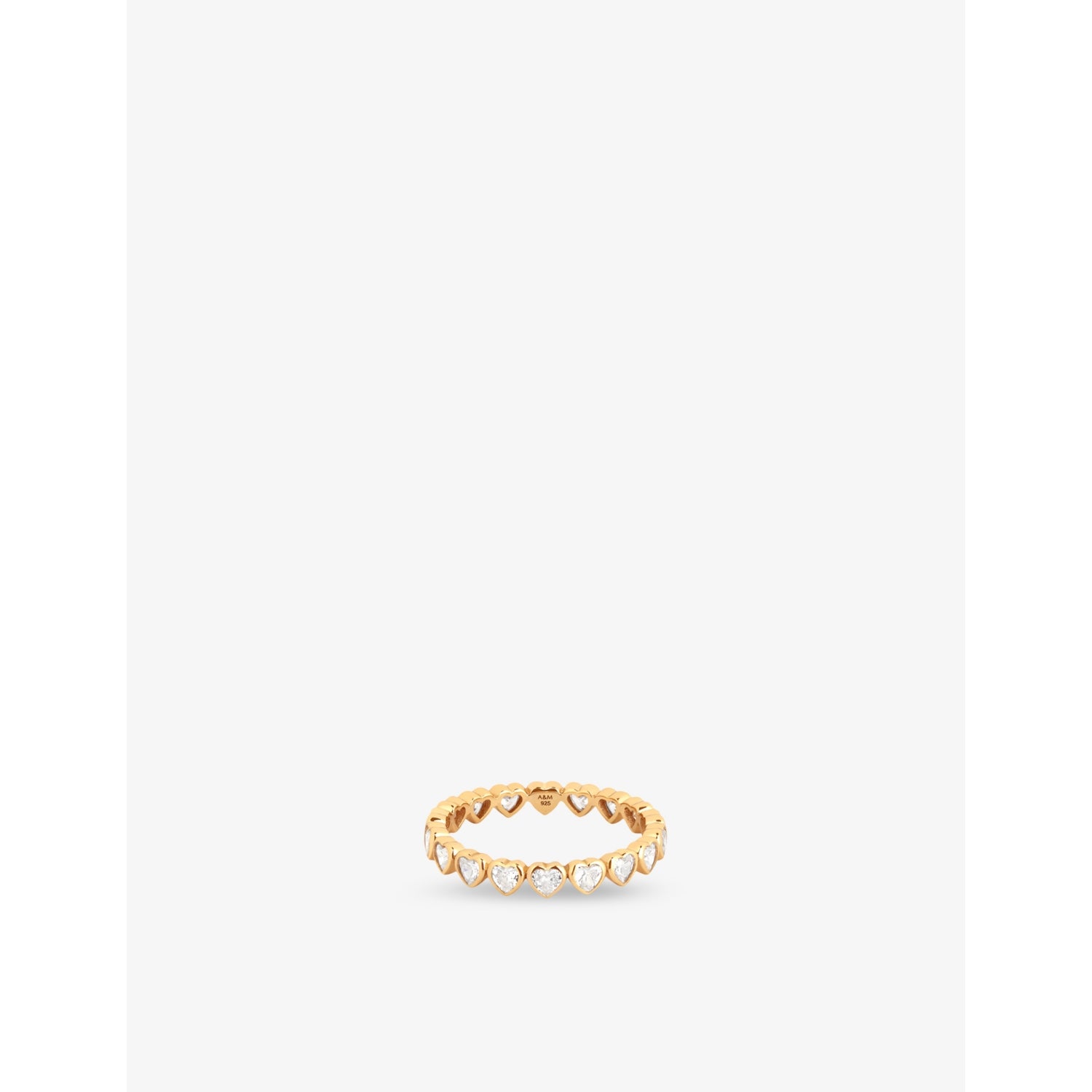 Bezel Heart Bezel 18k Gold-Plated Sterling-Silver Eternity Band Ring - L