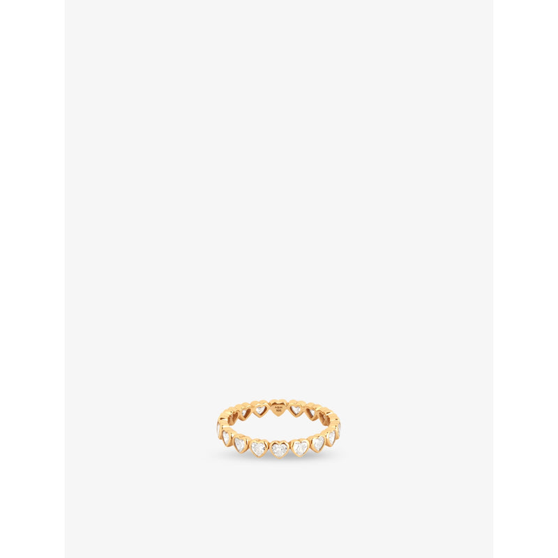 Bezel Heart Bezel 18k Gold-Plated Sterling-Silver Eternity Band Ring - L