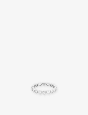 Astrid & Miyu Bezel Heart Eternity Rhodium-Plated Sterling-Silver and Cubic Zirconia Ring