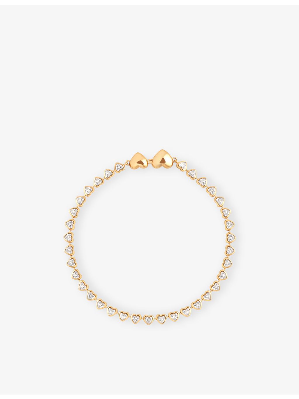 Astrid & Miyu heart bezel tennis bracelet in gold-plated brass, UK version