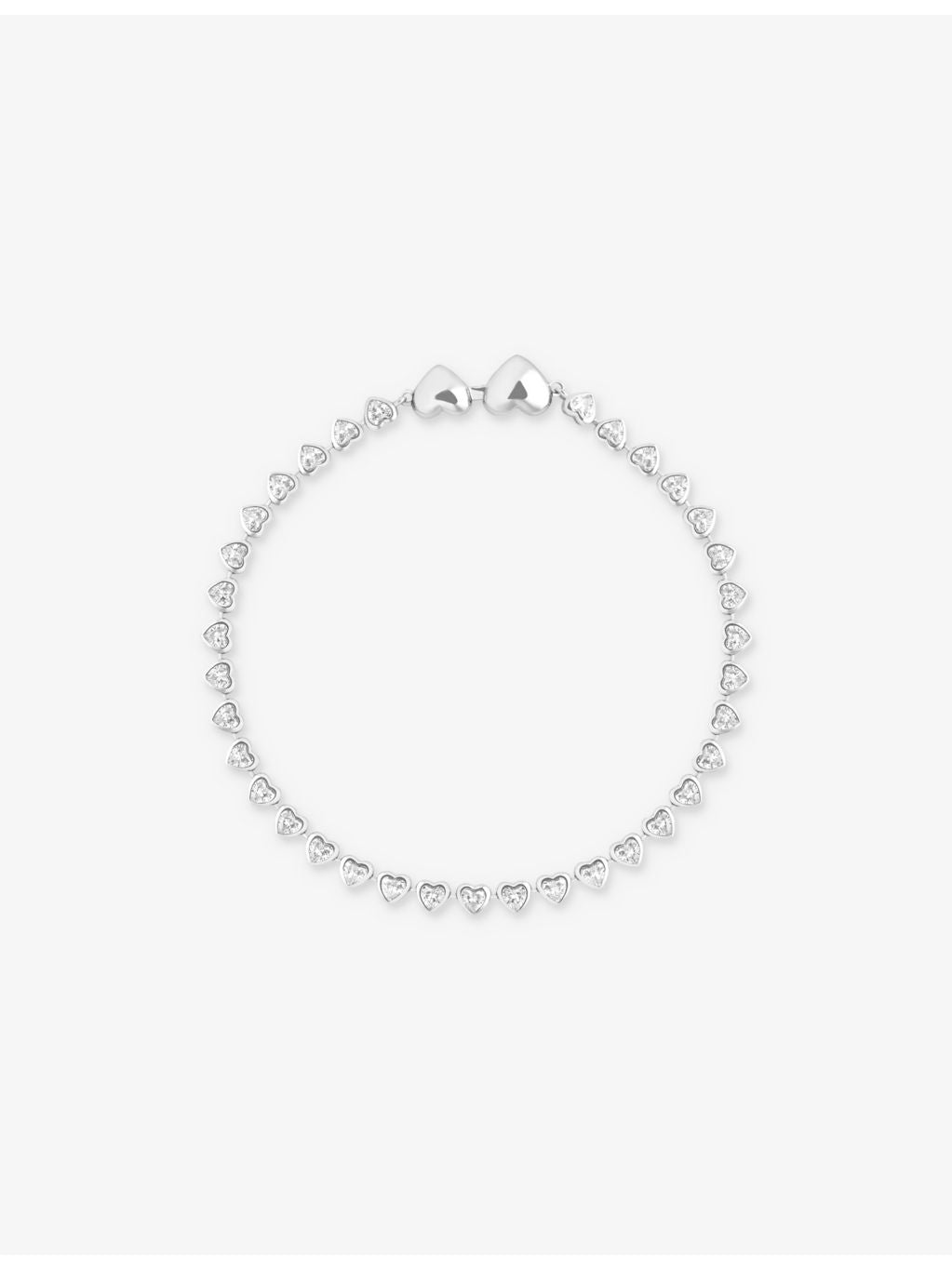 Astrid & Miyu rhodium-plated cubic zirconia heart bracelet (British brand)
