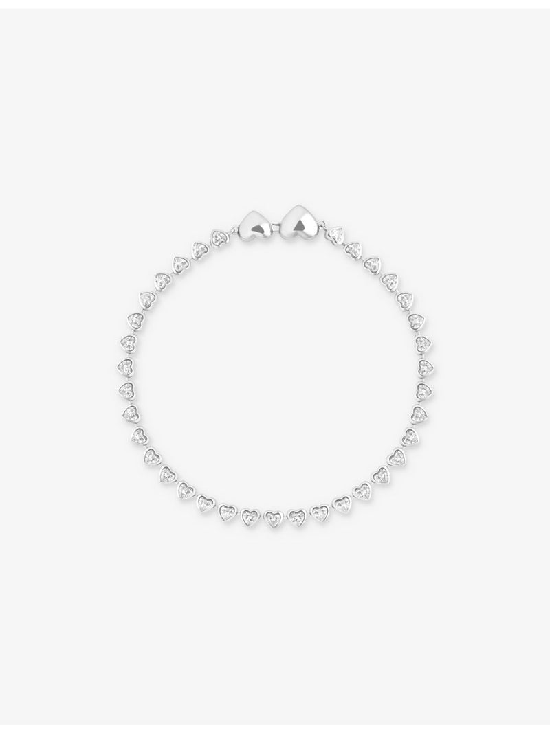 Astrid & Miyu rhodium-plated cubic zirconia heart bracelet (British brand)