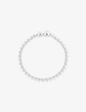 Astrid & Miyu Bezel Heart Tennis Bracelet in Rhodium-Plated Brass and Cubic Zirconia (16.5cm, 18cm, 19.5cm)