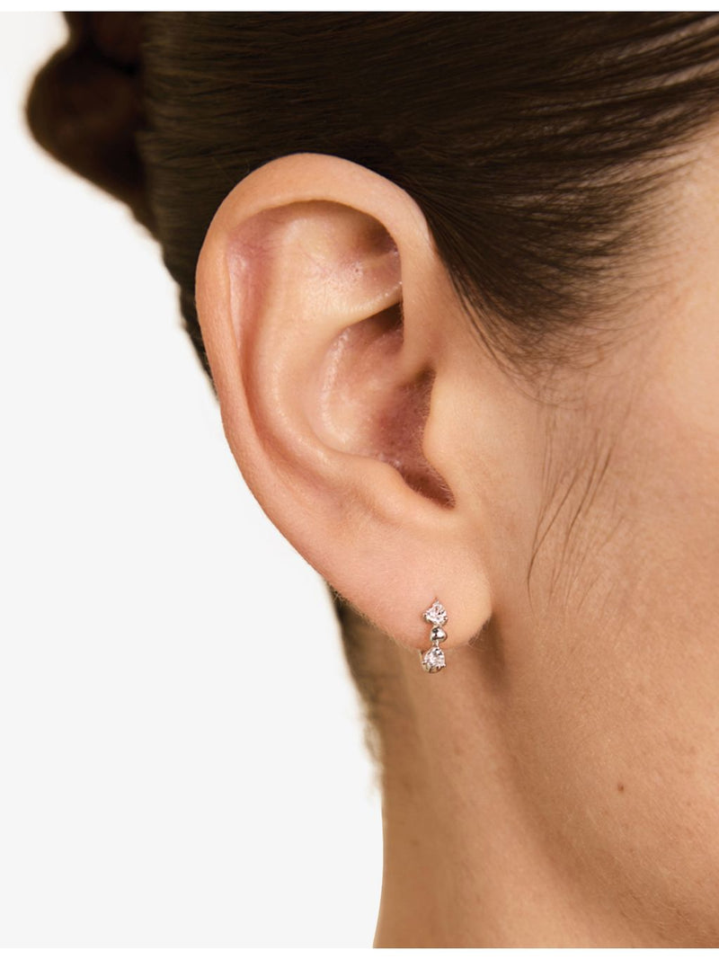Astrid & Miyu sterling silver heart cluster single hoop earring, UK version