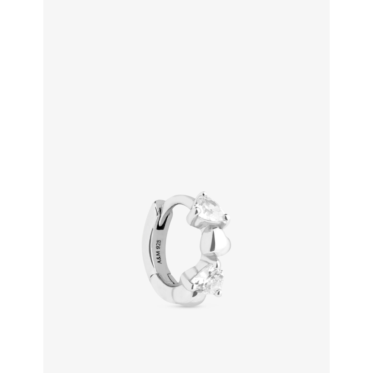 Astrid & Miyu sterling silver heart cluster single hoop earring, UK version