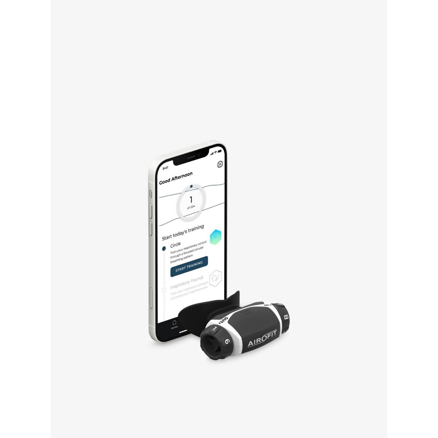Airofit Active White breathing trainer, imported from the UK