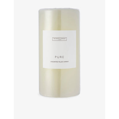 selfridges The White Company Pure Unscented Pillar Candle 590g- Buy online at McGrocer