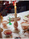anna + nina whimsical rose earthenware candleholder 25cm - British product