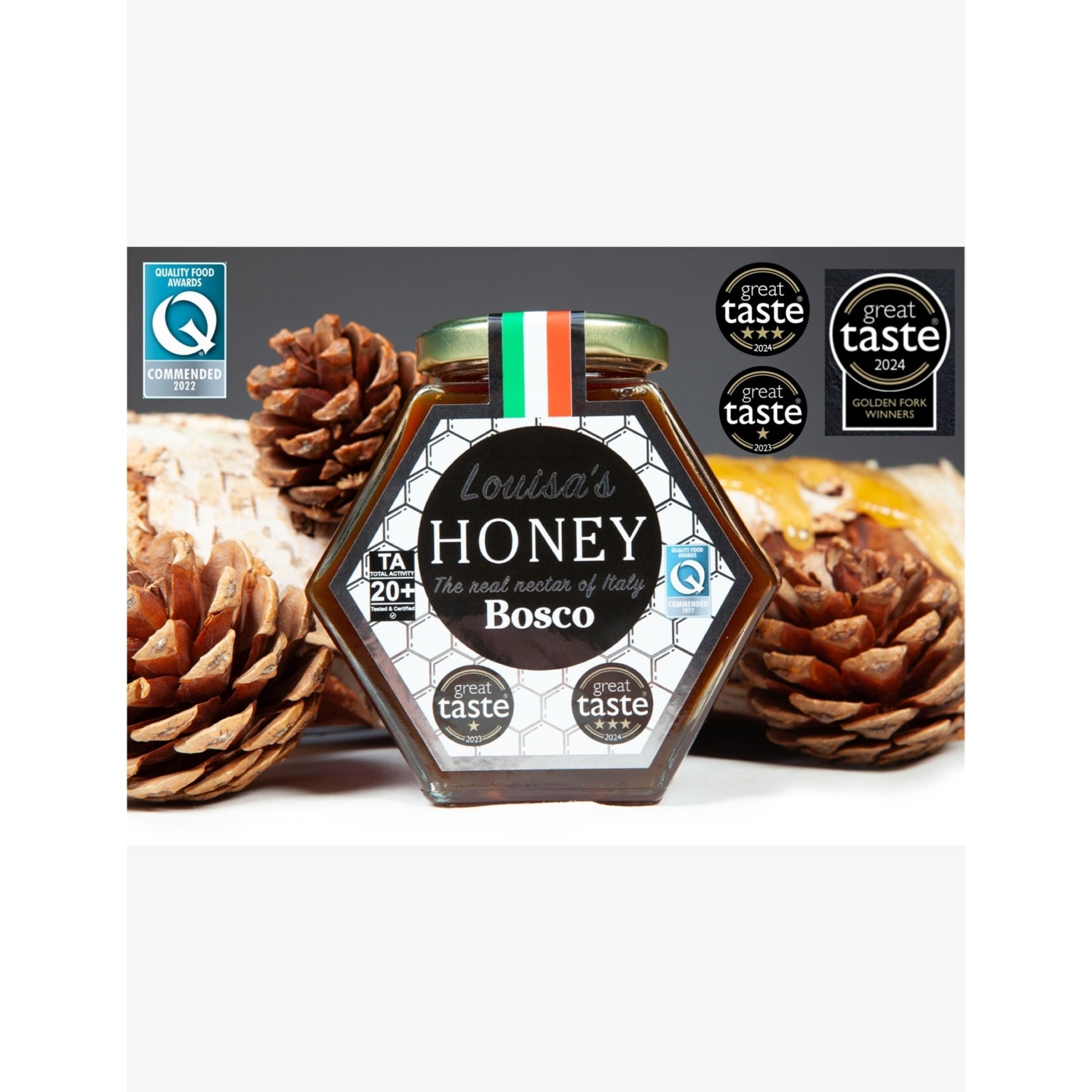 Louisa's Honey Pure Bosco raw honey MGO 829 400kg (British brand)