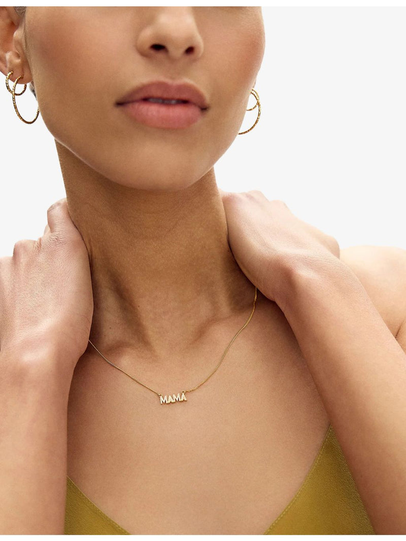 Rachel Jackson gold-plated sterling silver Mama necklace with cubic zirconia (British brand)