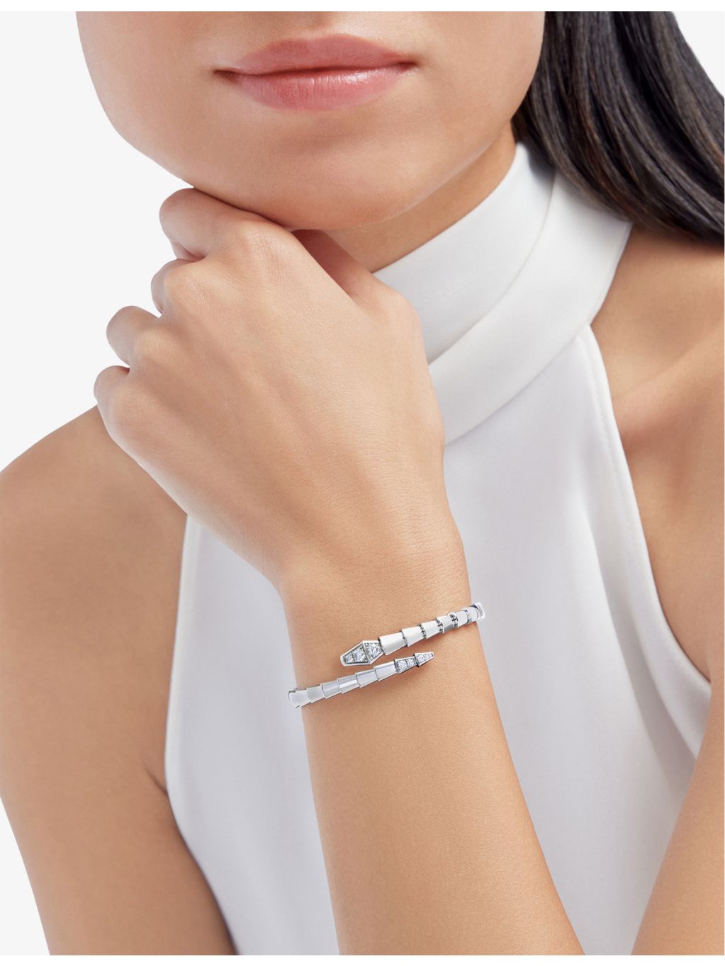Bulgari Serpenti Viper white gold diamond bracelet 18cm (British brand)