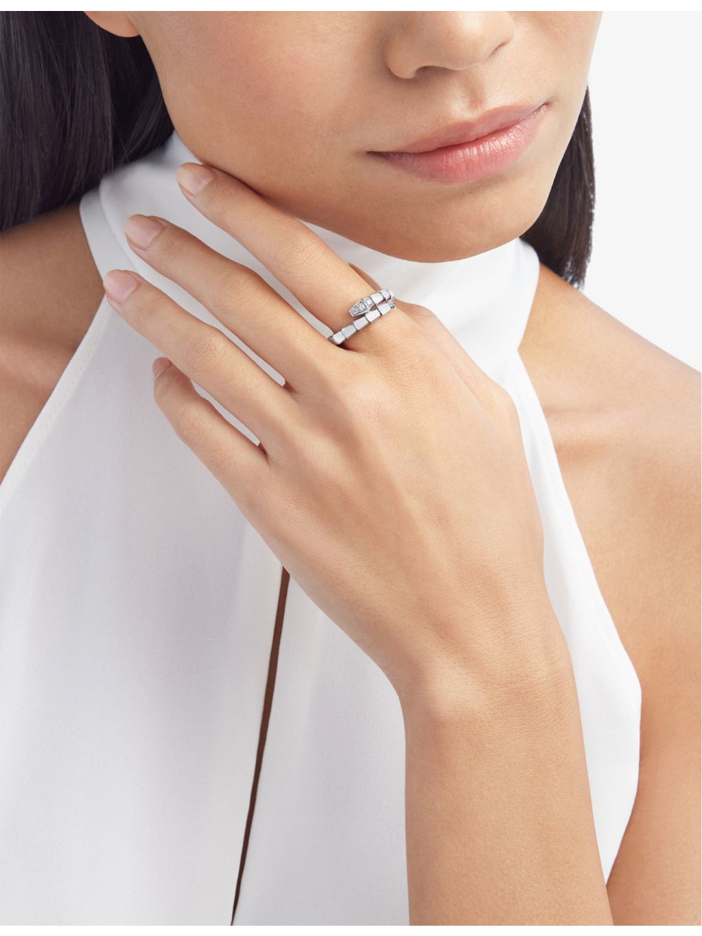 Bvlgari Serpenti Viper 18ct white gold diamond ring (British brand)