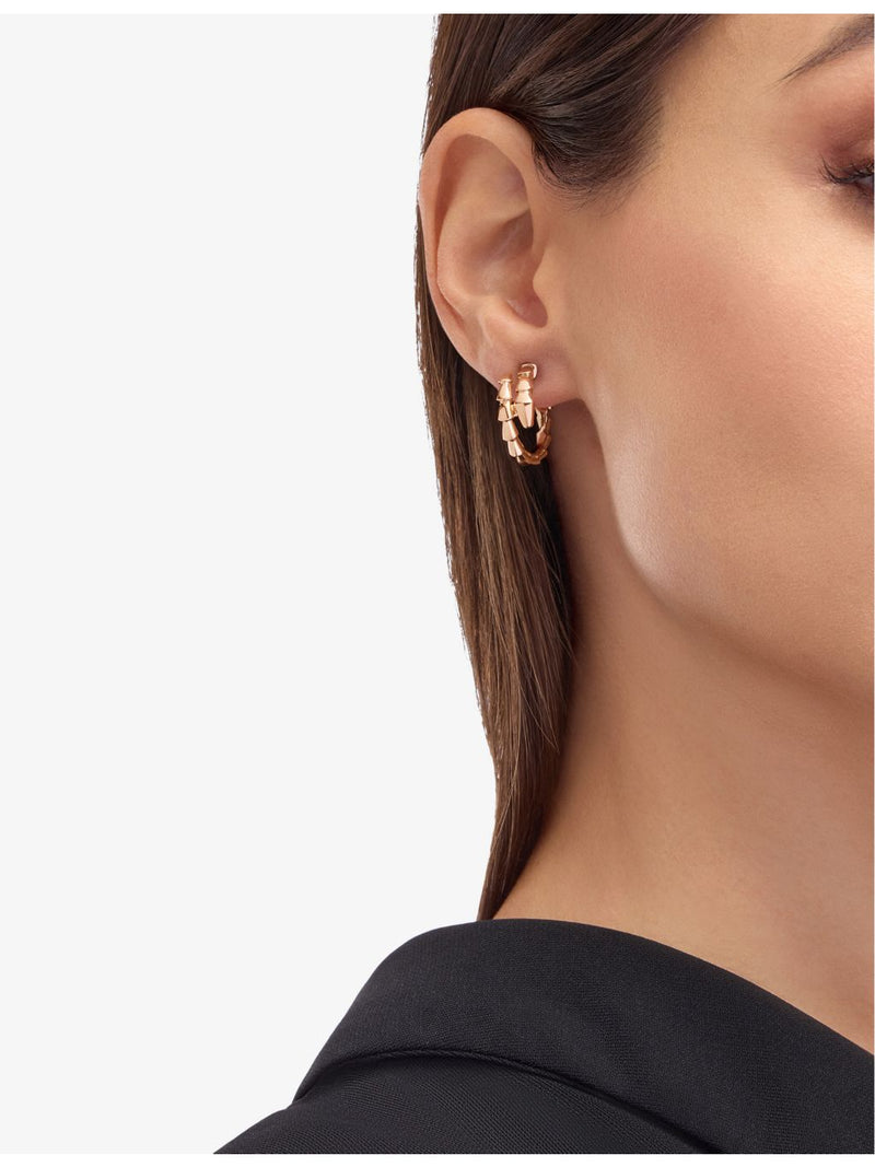 Bulgari Serpenti Viper 18ct rose-gold hoop earrings - British product